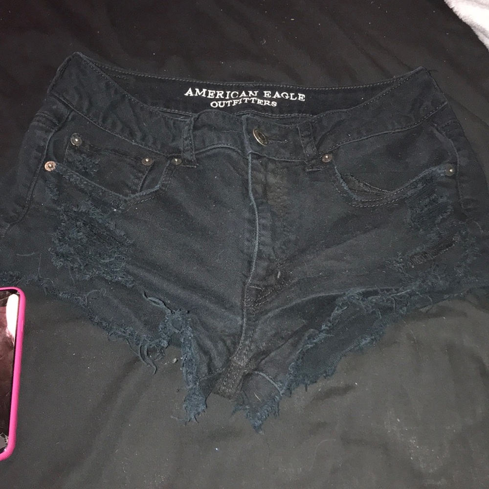 Black ripped American Eagle Shorts